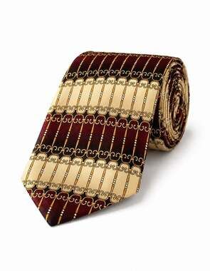 Vintage Di Moggio Silk Tie Burgundy Gold Geometric Art Deco Necktie